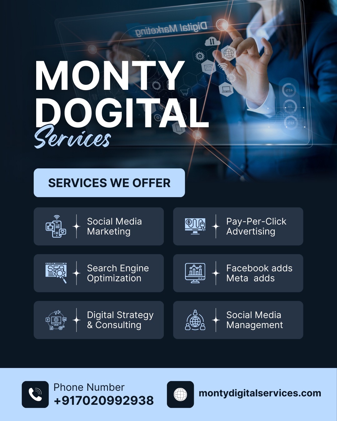 Blue and White Modern Digital Marketing Agency Instagram Post